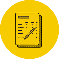 Illustration of a page with tabular data and a pen sitting across the page