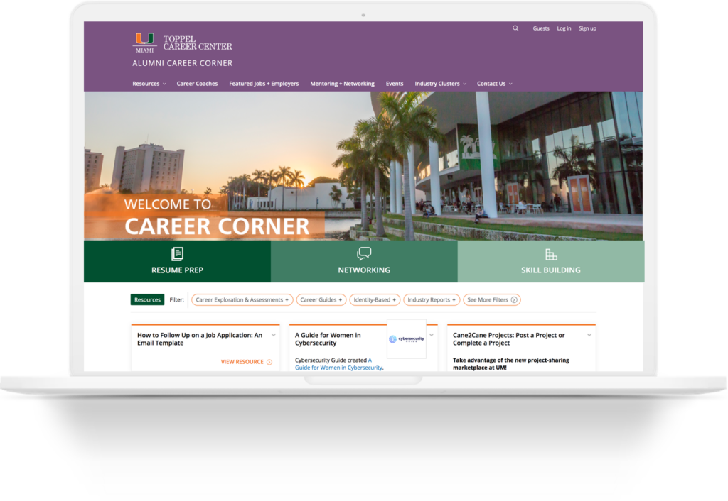 University of Miami's uConnect implementation shown on a laptop screen