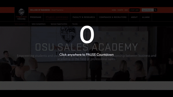 A GIF scrolling through the Sales Academy webpage and lingering on the logos of the academy sponsors.