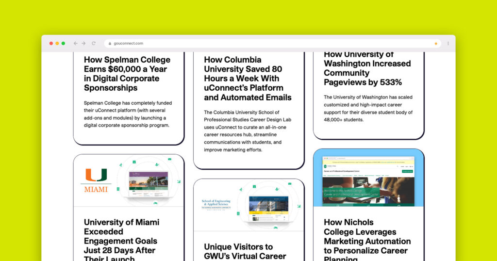 Screenshot of the Case Studies page showcasing multiple articles in a grid layout